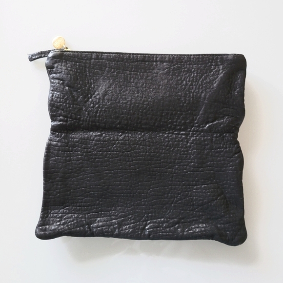 Clare V. Black Pebbled Leather Foldover Clutch Purse - Picture 5 of 8